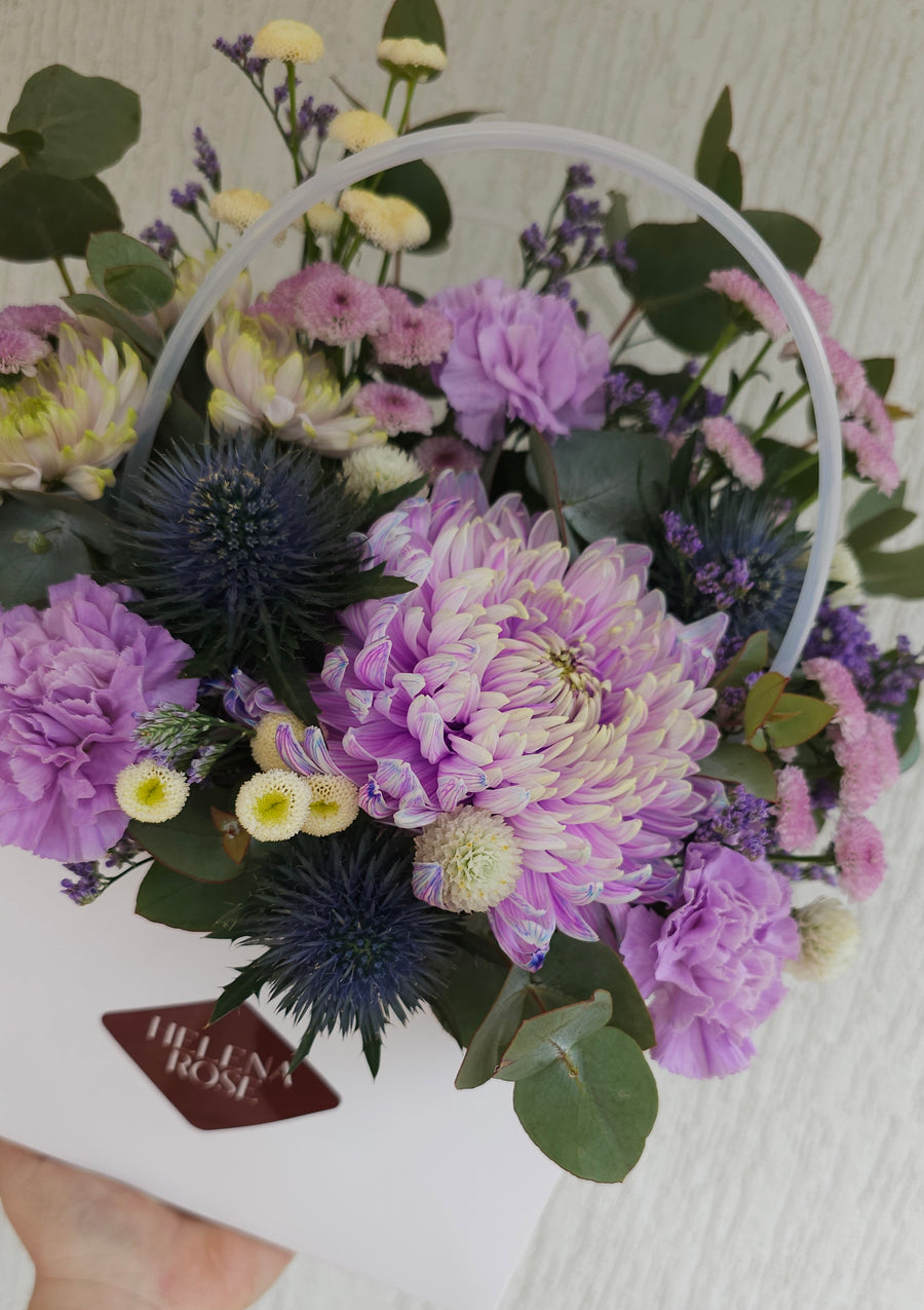 *Mothers Day* Seasonal Mixed Fresh Florals - set in vase - PURPLE TONES