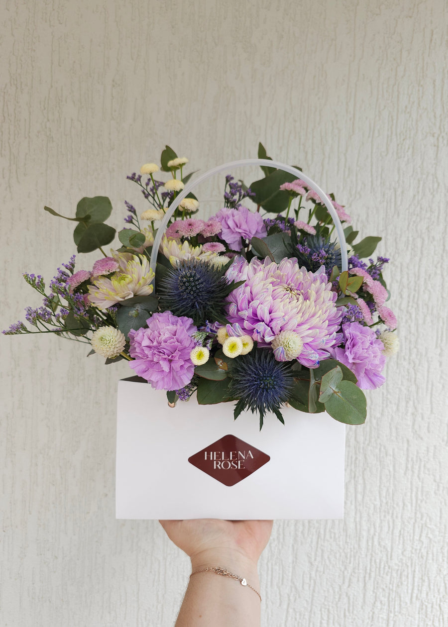 *Mothers Day* Seasonal Mixed Fresh Florals - set in vase - PURPLE TONES