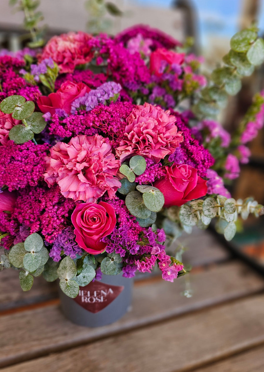 *International Womens Day* Fresh Pink Roses and Carnations with seasonal foliage  - set in Vase