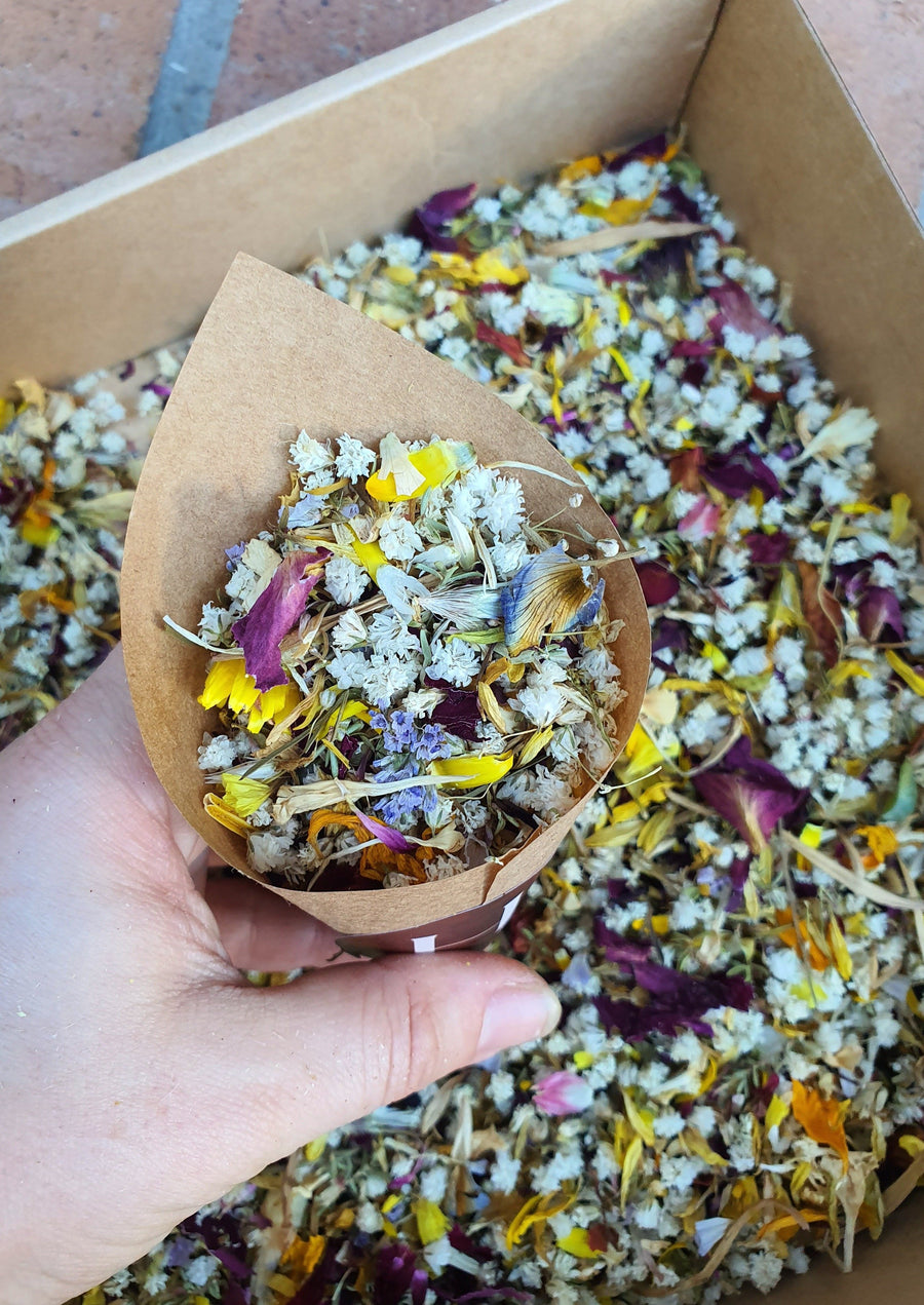 Dry Mixed Flower Confetti with babys breath