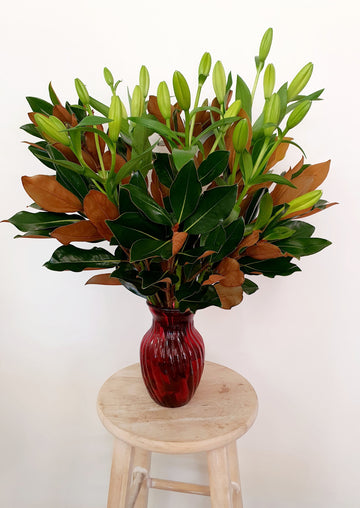 *Mother's Day* Asiatic Lily and Magnolia Arrangement - Wrapped