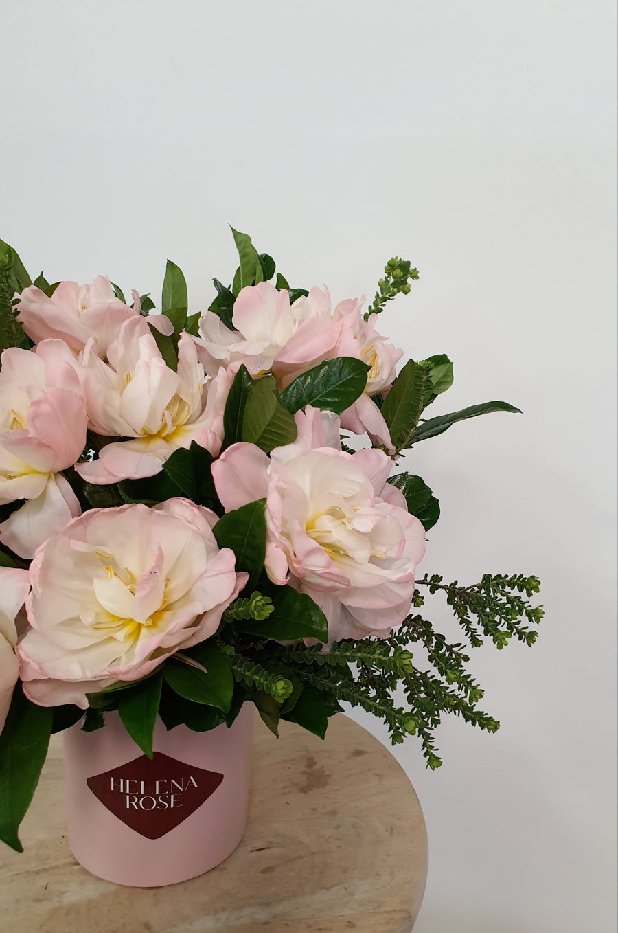 Double Tulips -  Vase Arrangement - Light Pink