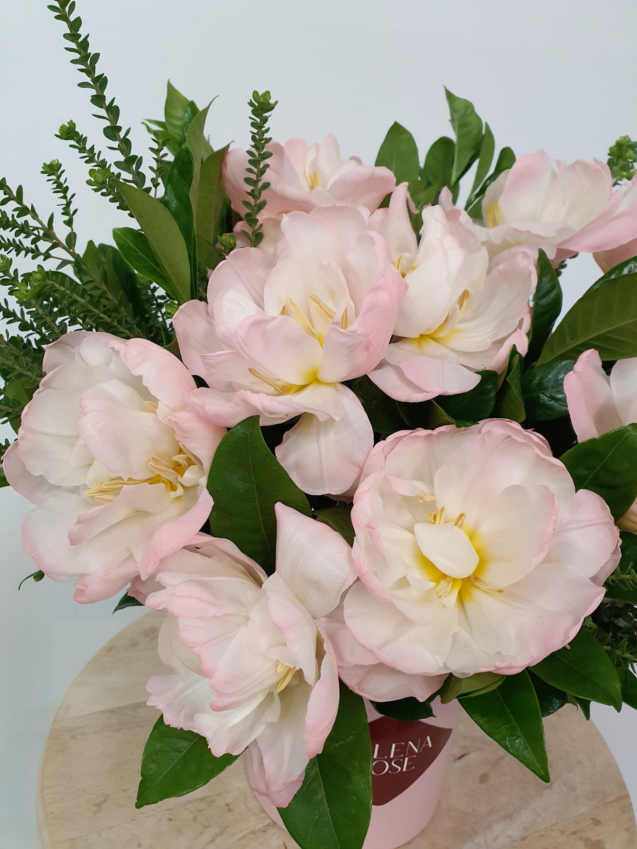 Double Tulips -  Vase Arrangement - Light Pink