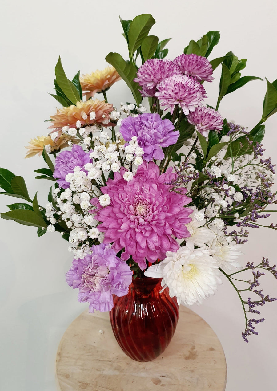 *Mothers Day* Seasonal Mixed Fresh Florals - Wrapped - Yellow and Purple