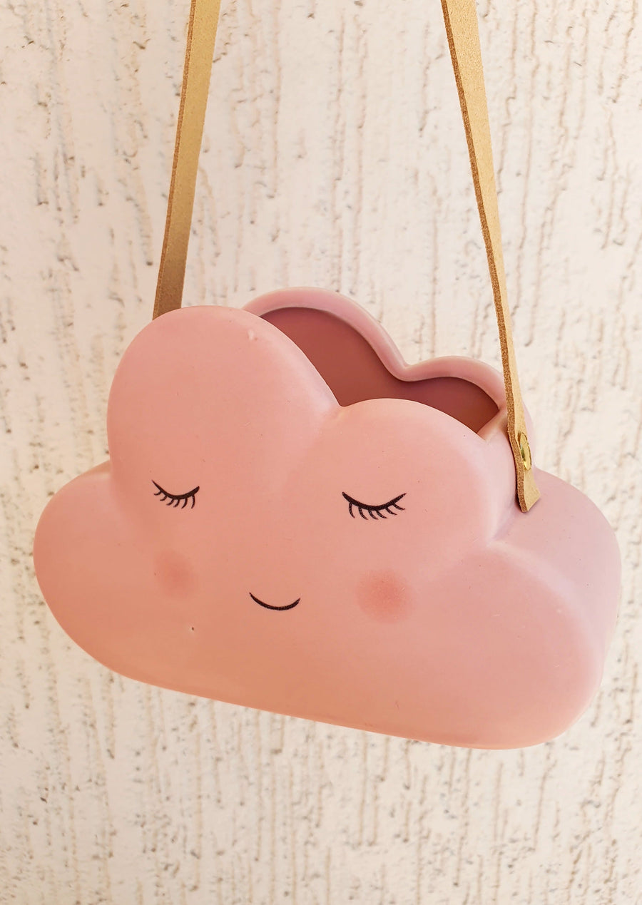 Hanging Cloud Planter - Pink - with FLORIST CHOICE Seasonal Mixed Fresh Flowers
