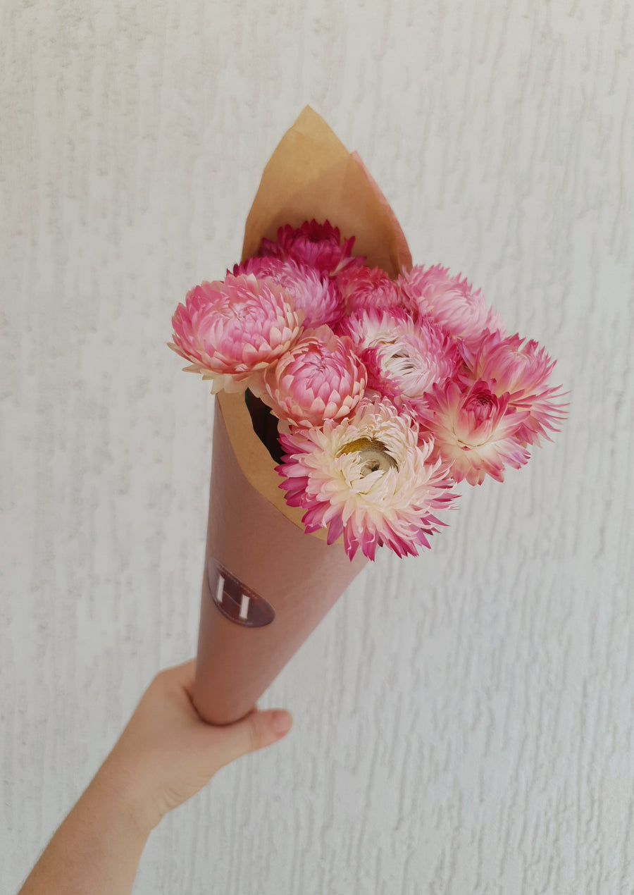 Straw Flower Bouquets - Dried - Everlasting - Dark Pink