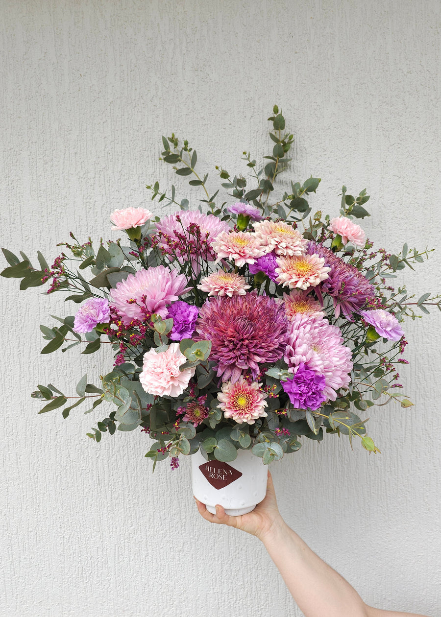 *Mother's Day* Seasonal Mixed Fresh Florals - set in Vase - Purple Tones