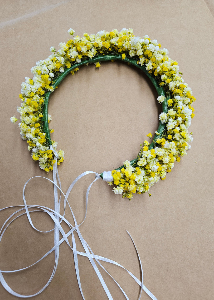 Babys Breath Flower Crown - Fresh (Yellow)