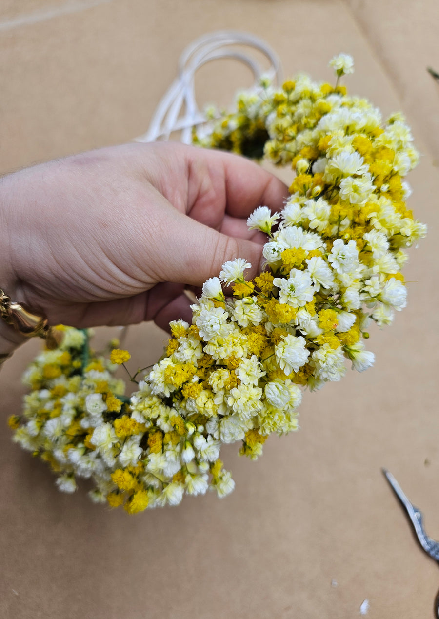 Babys Breath Flower Crown - Fresh (Yellow)