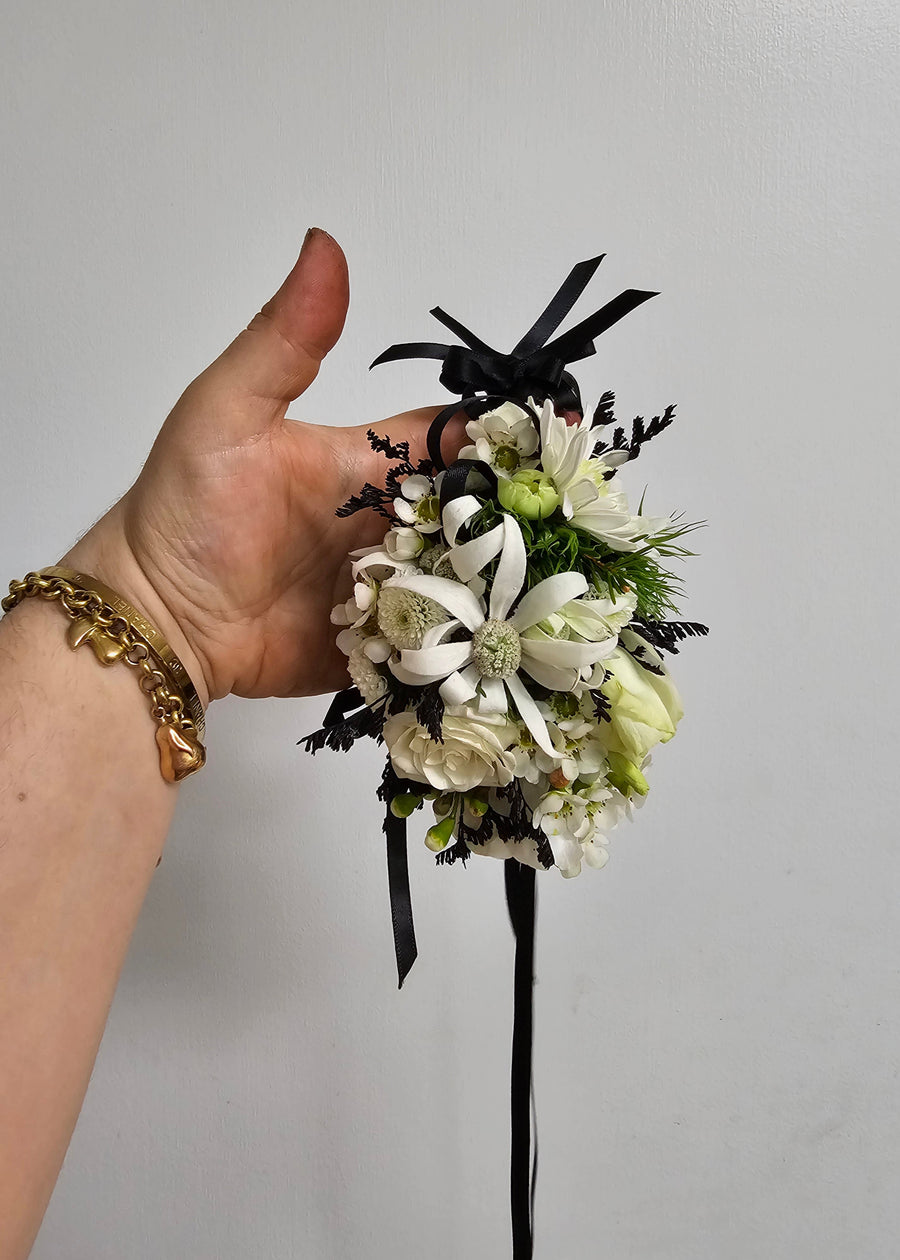Handcrafted Fresh Floral Corsages - White & Green