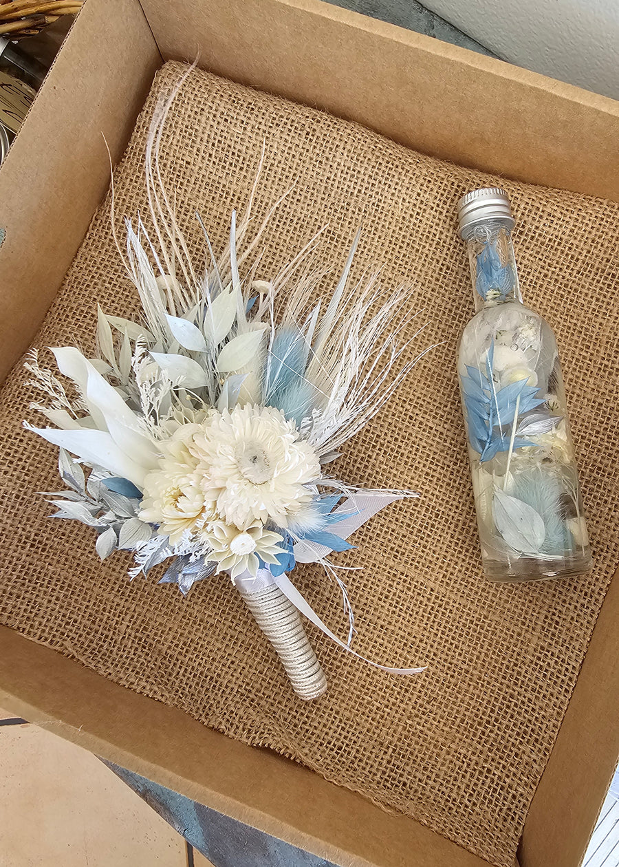 Dry Floral Boutonniere & Floral Herbarium Bottle Set – A Lasting Floral Keepsake