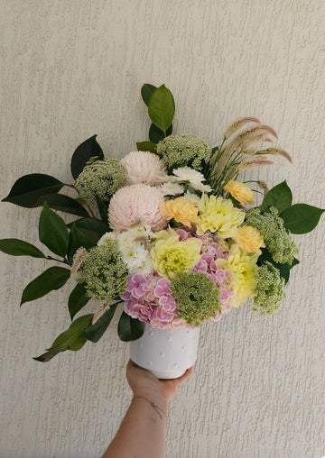 Seasonal Mixed Fresh Florals - set in Vase - FLORIST CHOICE