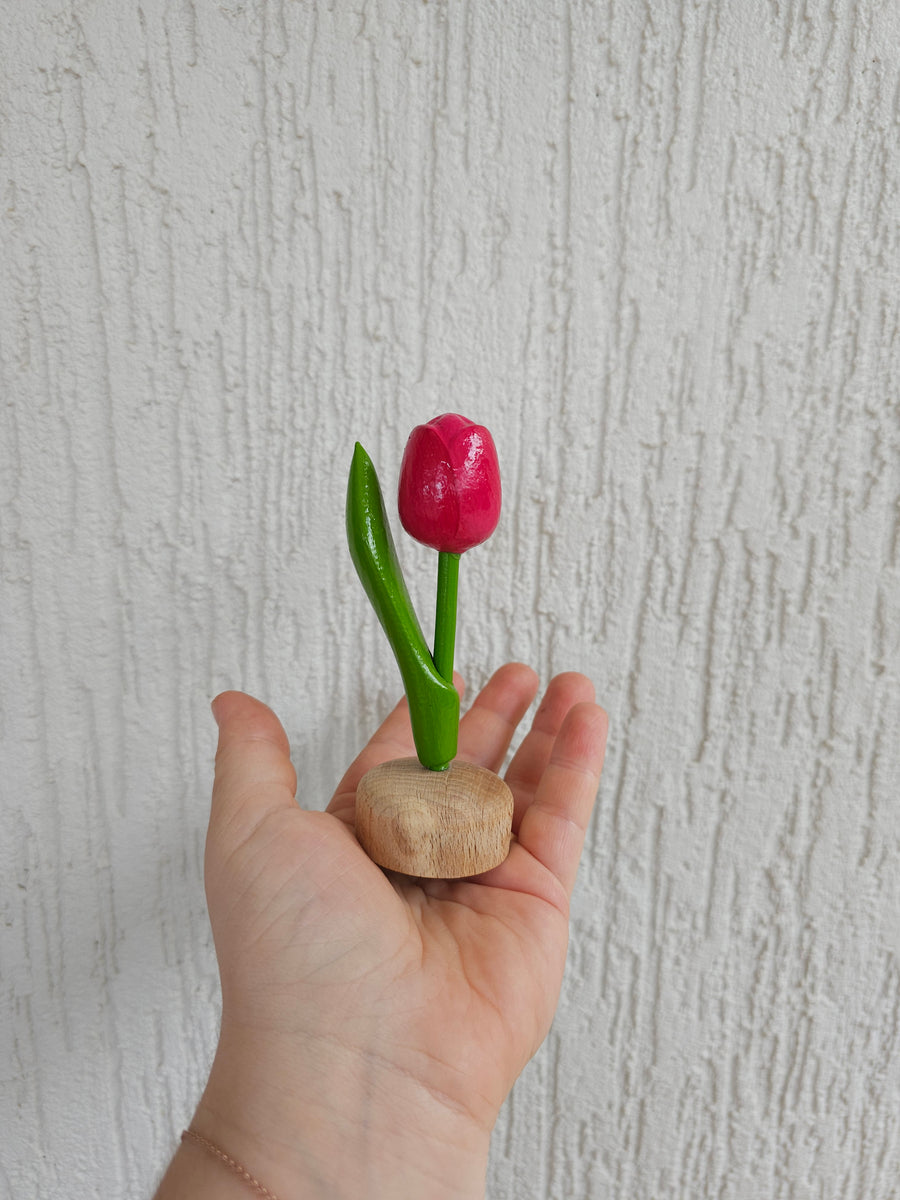 Wooden Tulip with pedestal - Single