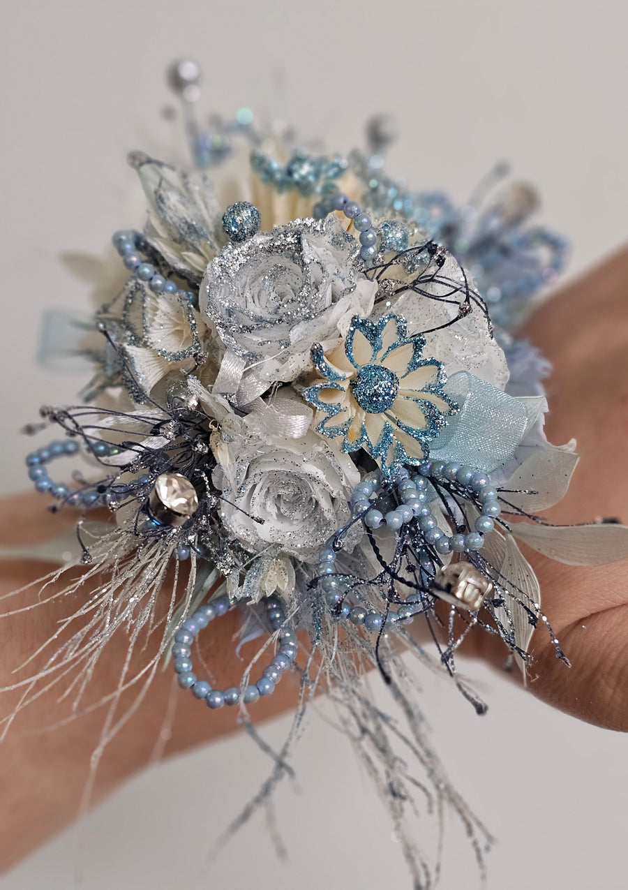 Handcrafted Fresh Floral Corsages - White & Green