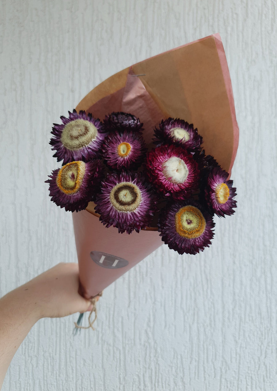 Straw Flower Bouquets - Dried - Everlasting - Burgundy