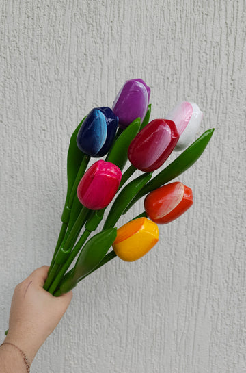 Large Wooden Tulip Bouquet - Mixed Colours