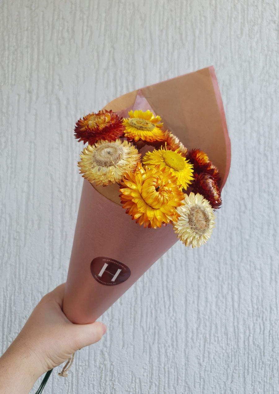 Straw Flower Bouquets - Dried - Everlasting - Yellow and Orange Mix