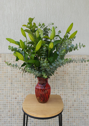 *Mothers Day* Fresh Oriental Lily Bouquet - 5 stems with seasonal foliage - Wrapped