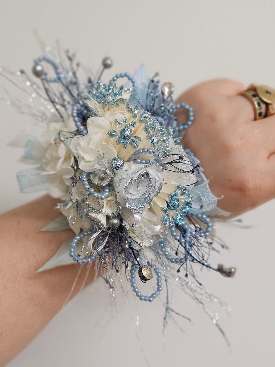 Handcrafted Fresh Floral Corsages - White & Green