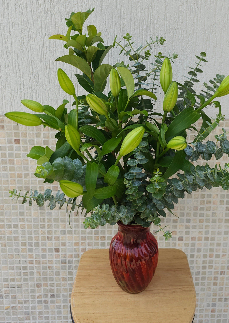 *Mothers Day* Fresh Oriental Lily Bouquet - 5 stems with seasonal foliage - Wrapped