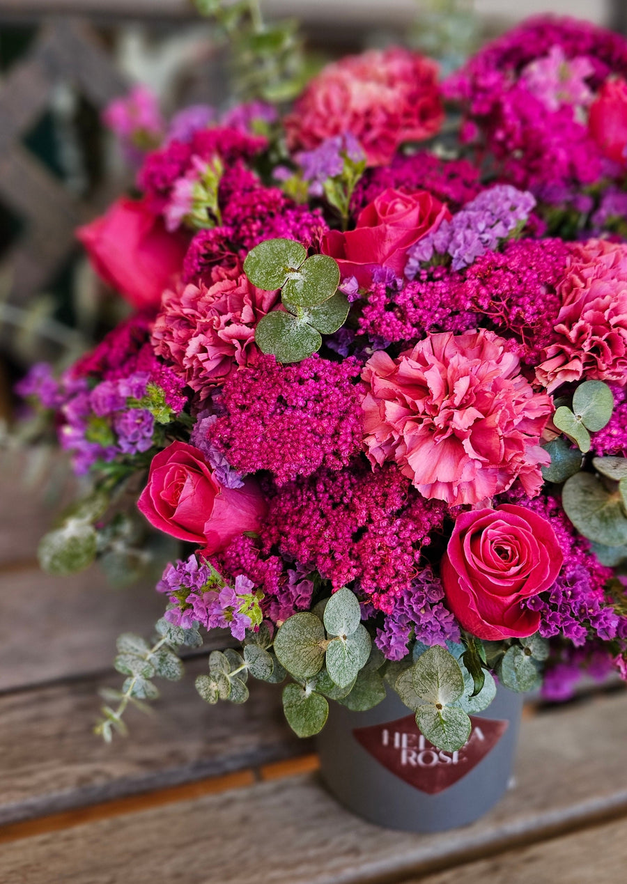 *International Womens Day* Fresh Pink Roses and Carnations with seasonal foliage  - set in Vase