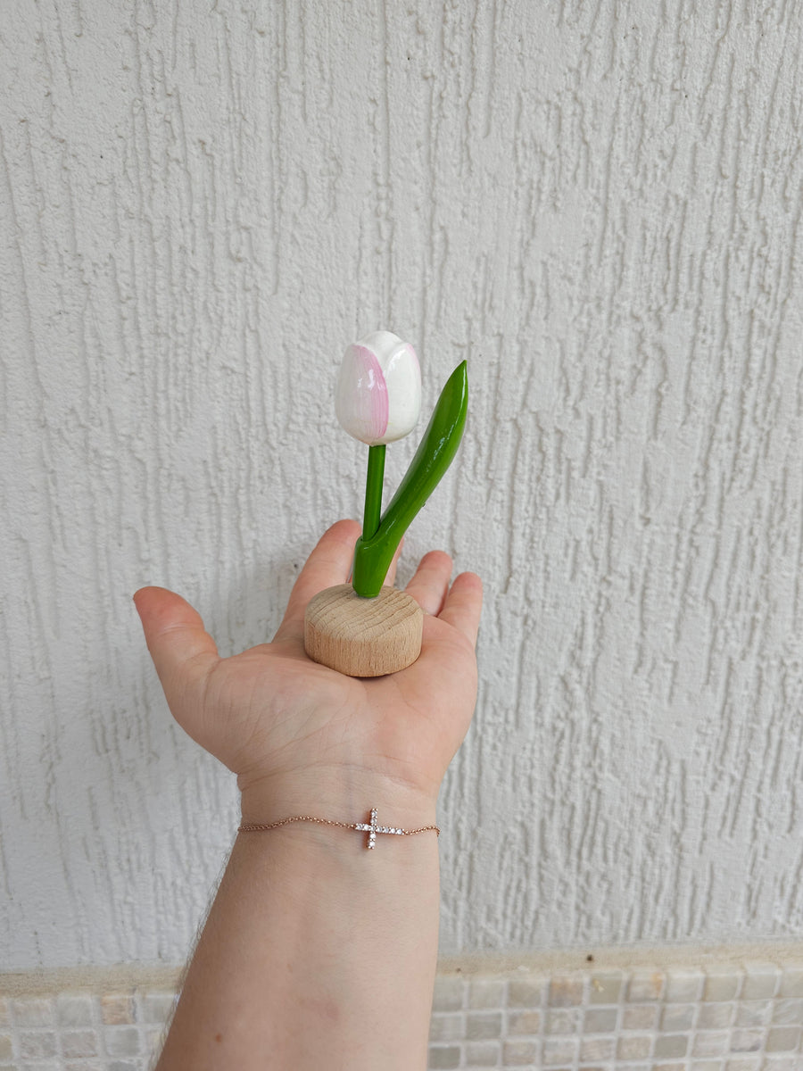 Wooden Tulip with pedestal - Single