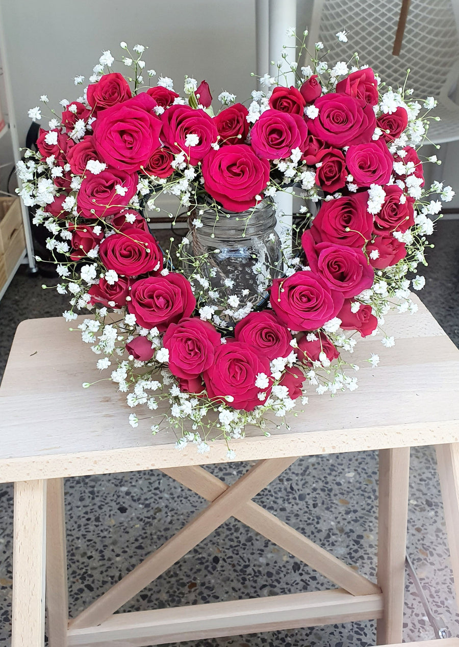 Heart Wreath - Fresh Seasonal Florals - Medium Size