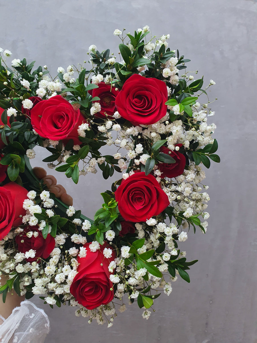 Heart Wreath - Fresh Seasonal Florals - Medium Size