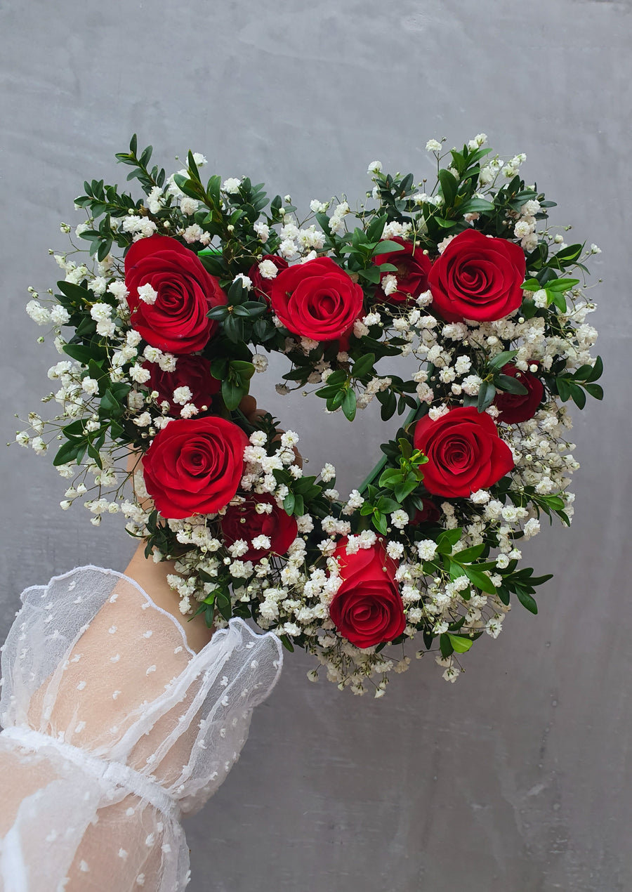 Heart Wreath - Fresh Seasonal Florals - Medium Size