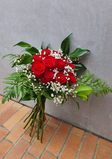 Half Dozen Roses - Wrapped with Foliage