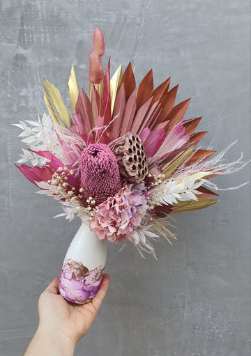 Dry Posy - Pink and Gold