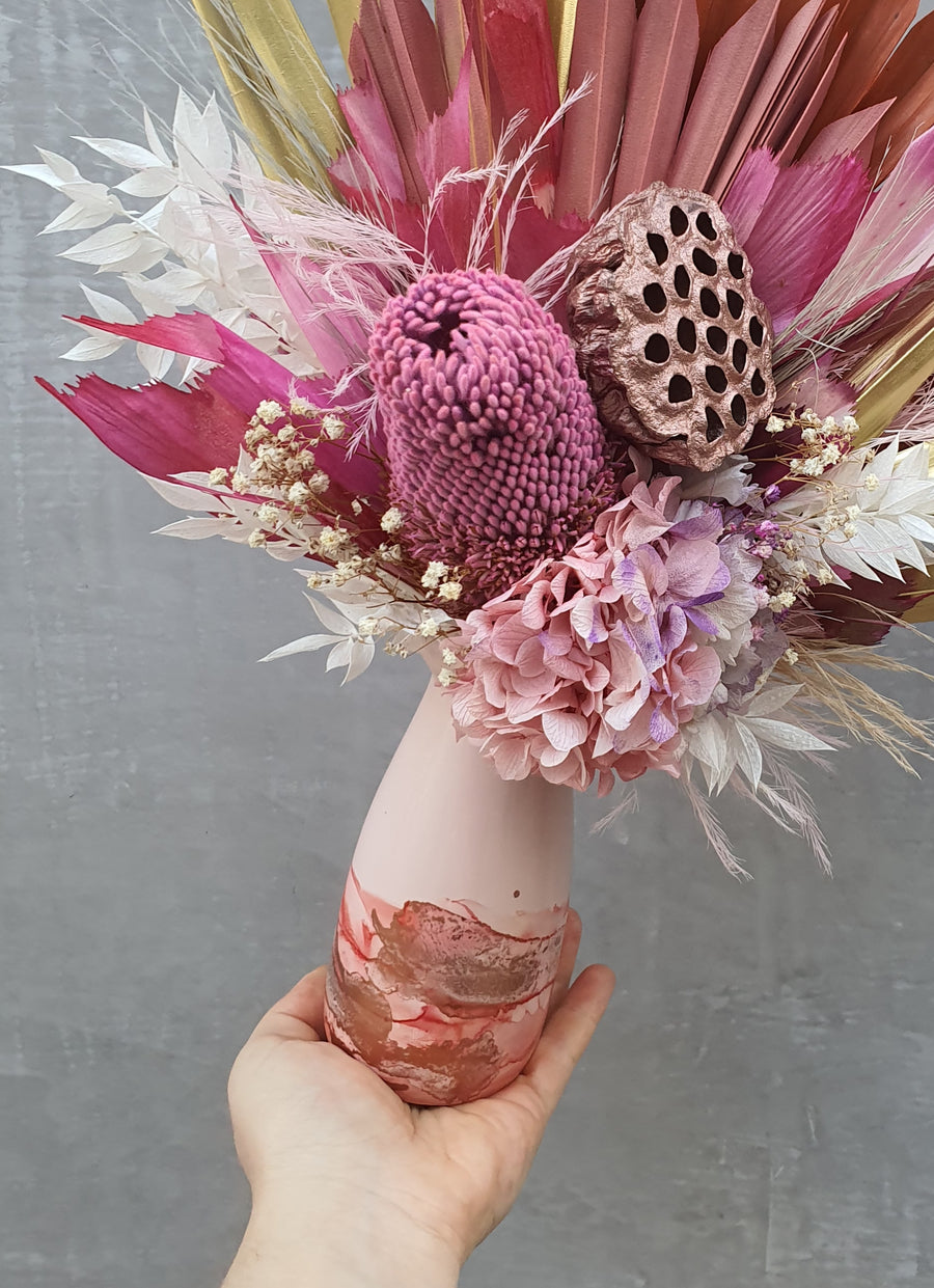 Dry Posy - Pink and Gold