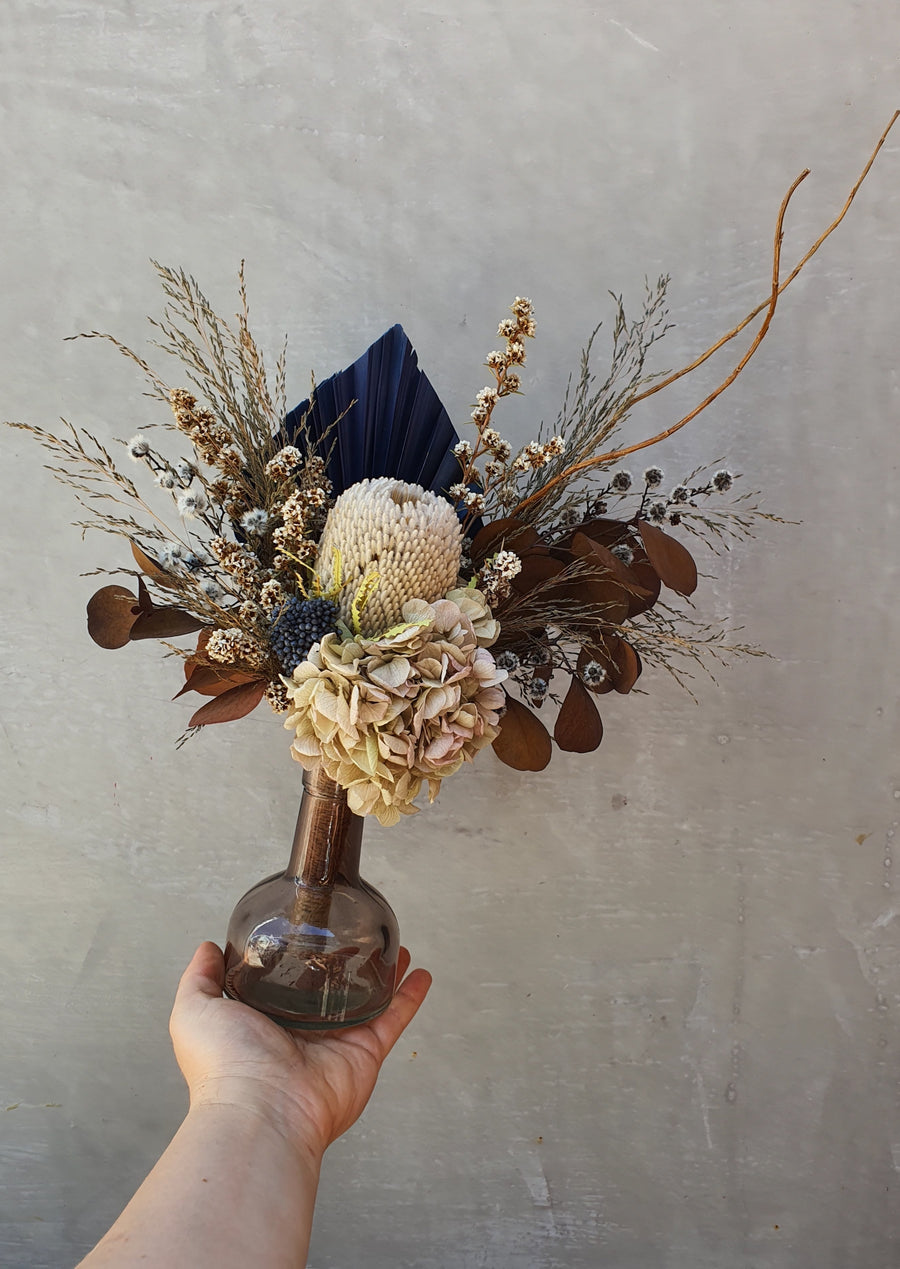Dry Posy - Brown and Navy Tones