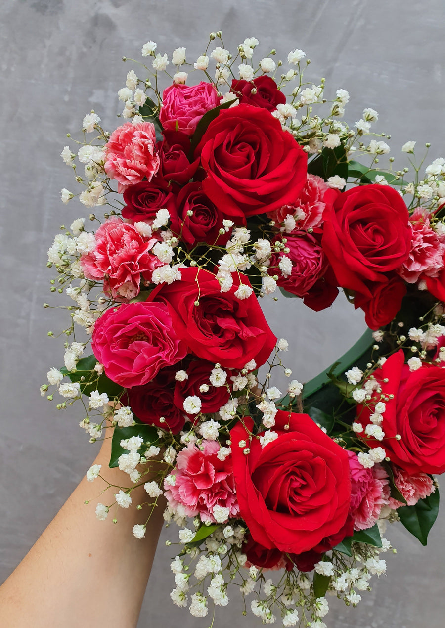Heart Wreath - Fresh Seasonal Florals - Medium Size